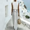 2026 popular European and American French striped cross strap V-neck vacation style sleeveless loose dress