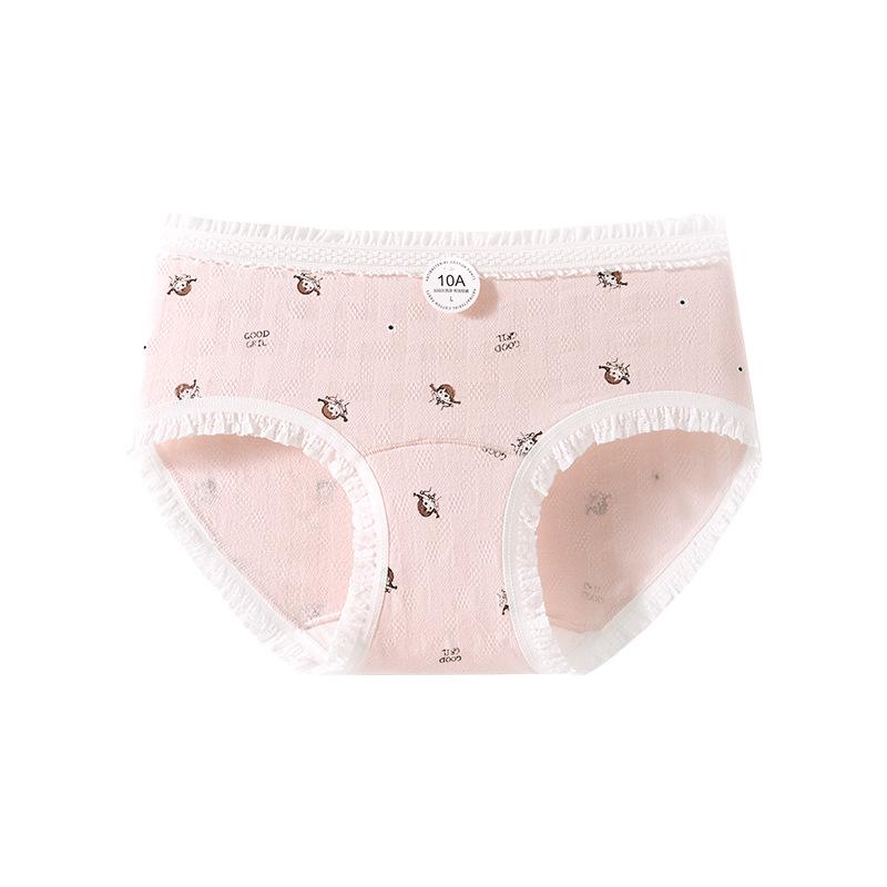 Ladies Spring and Autumn Cartoon Print 10A Antibacterial Extended Crotch Breathable Naked Comfortable Briefs