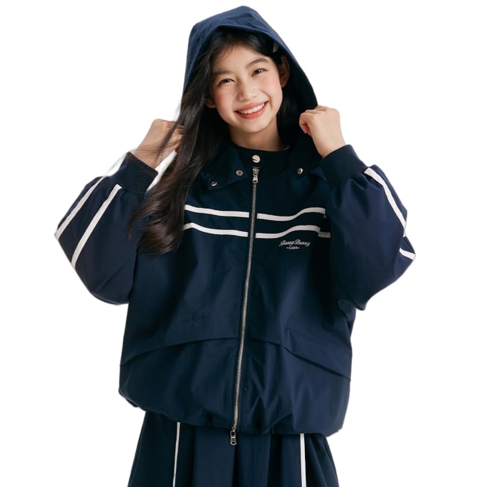 

Барри Банни Ветровка Верхняя одежда для гор Легкая Ветрозащитная и Холодная Скрытая Съемная Свободная Регулируемая 150 см Детская куртка, для девочек, Парка,