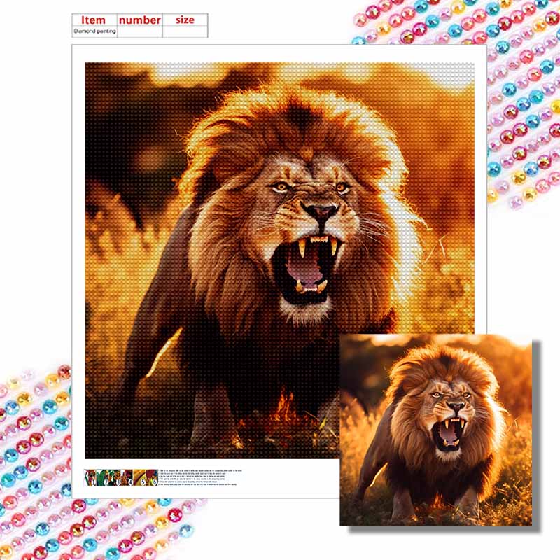 New Arrival 5D DIY Full Circle Diamond Painting "Lion" Embroidery Cross Stitch Home Decor Gift