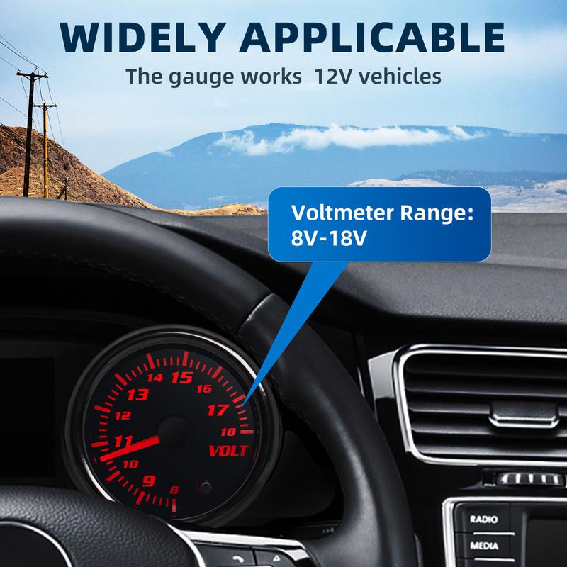 2'' 52mm 7 Color Oil Temperature Gauge Boost Bar PSI Water Temp Oil Pressure Air Fuel Ratio RPM Tachometer for 12V Car Gauges