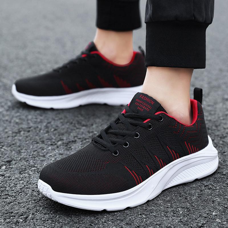 Autumn Black Casual Men's Shoes Student Mesh Breathable Running Shoes Soft-soled Sports Shoes Deodorant Travel Shoes Lightweight