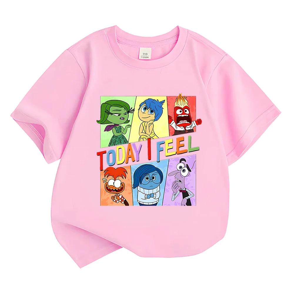 2025 Kids Summer T-shirts Girls/Boys Cotton Short Sleeve Funny Inside Out 2 Print Tshirt Streetwear T Shirts Tops Cartoon Camisetas