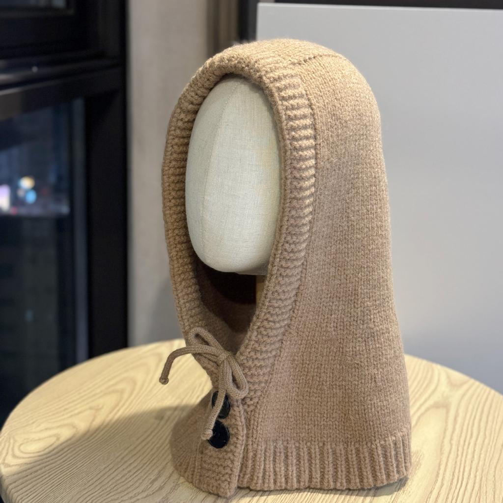 Korean Style Balaclava Hat for Women In Autumn and Winter Couples Warm Hat and Neck Scarf Integrated Solid Color Ear Protection Woolen Hat