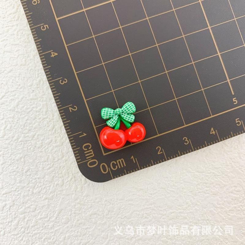 Mini Simulation Red Cherry Fruit Resin Accessories DIY Cream Glue Headband Hair Clip Stationery Patch