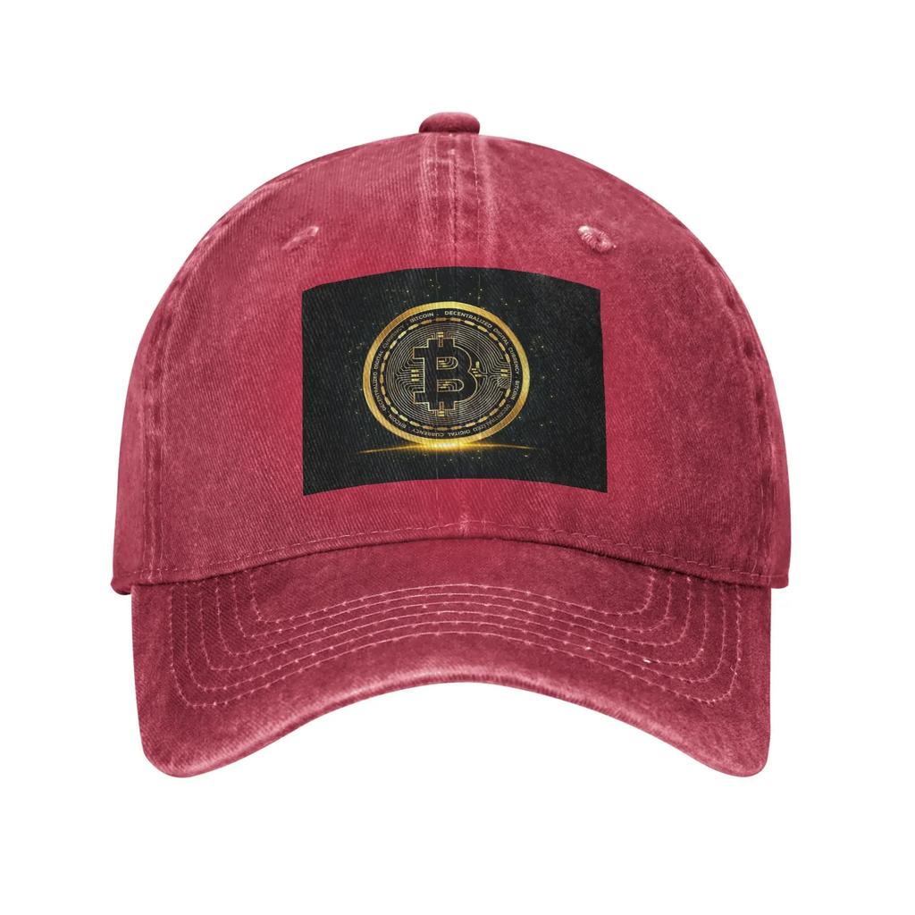 Bitcoin Cryp Washed Denim Cap Casual Baseball Caps Adjustable Hat Summer Unisex Baseball Hats