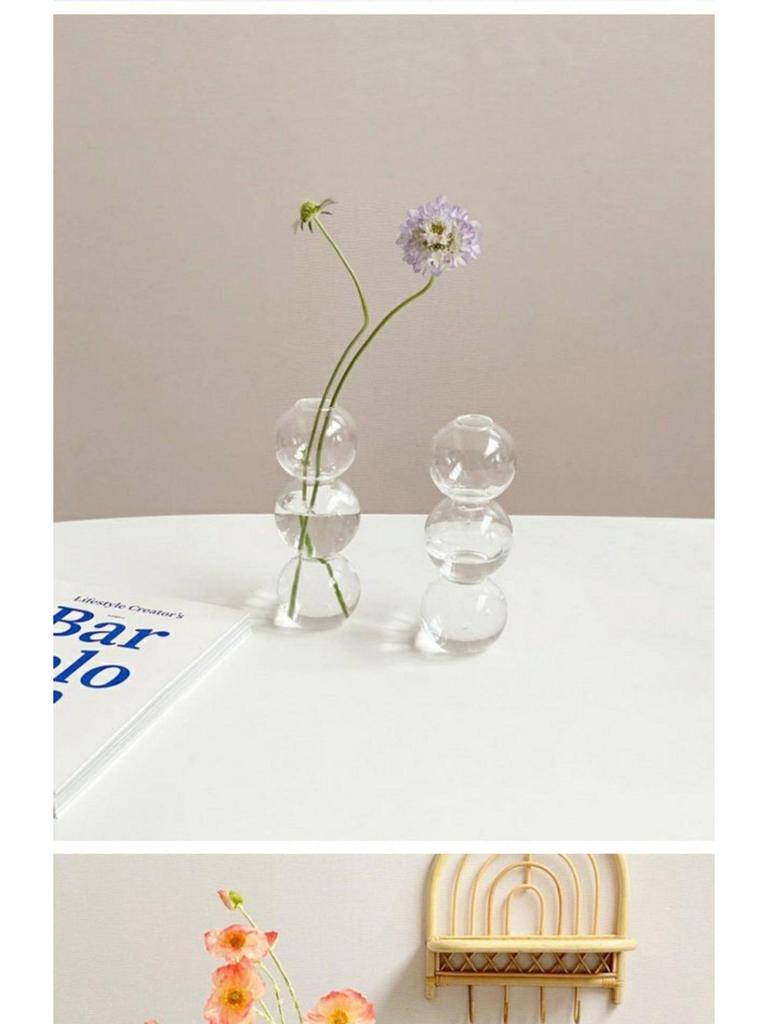 Korean-Style Transparent Glass Flower Vase for Soft Decoration and Photography