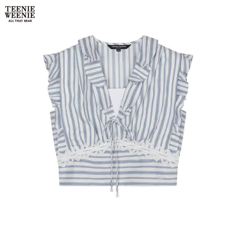 Teenie Weenie Women s Ruffle Sleeve Striped Shirt S