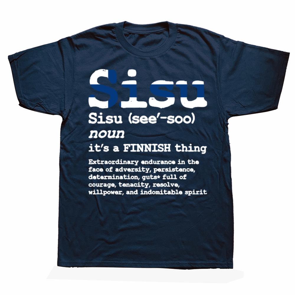 Funny Finnish SISU Strength Courage T Shirts Cotton Birthday Gifts Mens Clothing Fashion Casual Loose Oversized T Shirt