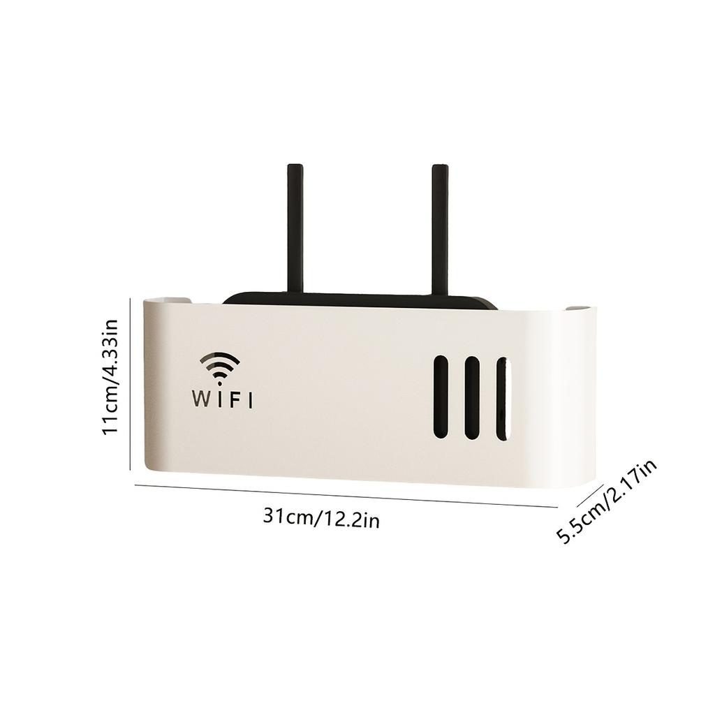 Plastic storage box for 1pc WIFI router, wall mounted without drilling, suitable for walls and desktops