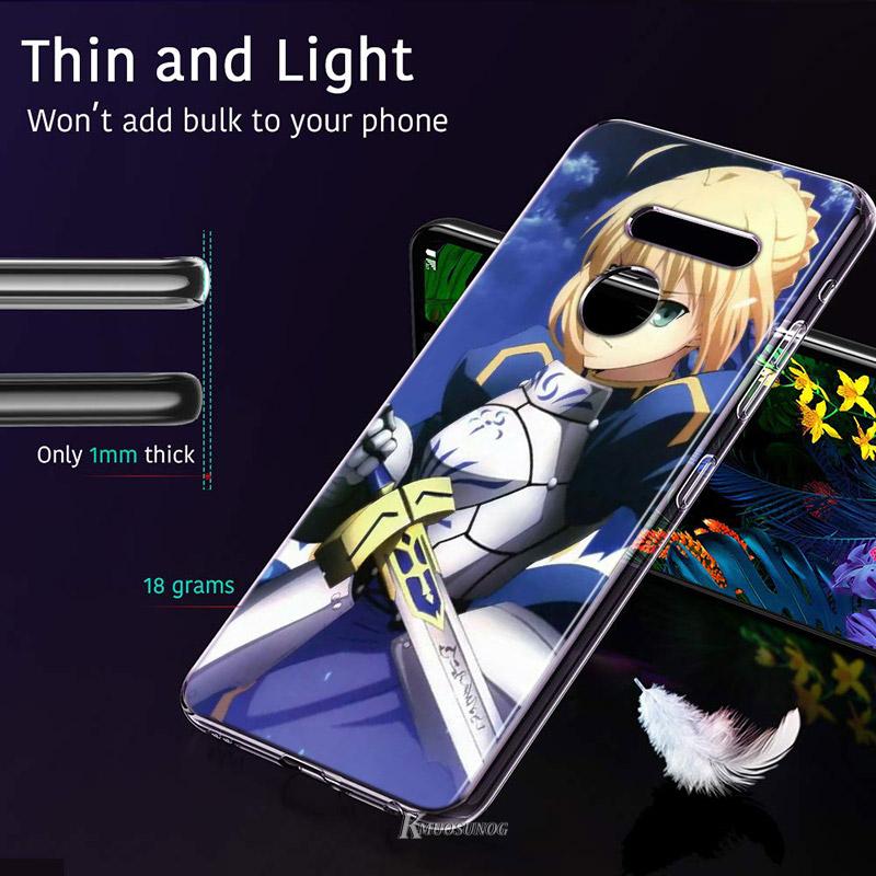 Karikatūra Fate Stay Night Saber priekš LG V60 V50S V50 G8X G8S G8 G7 ThinQ 5G K61 K51S K41S K30 K20 Q60 Q9 mīkstais tālruņa korpuss