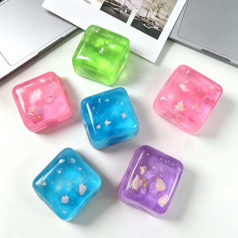 Creative Ocean Theme Slow Rebound Toy Ice Cube Shaped Stress Relief Squeeze Toy Kids And Adults Squeeze Relax Gifts