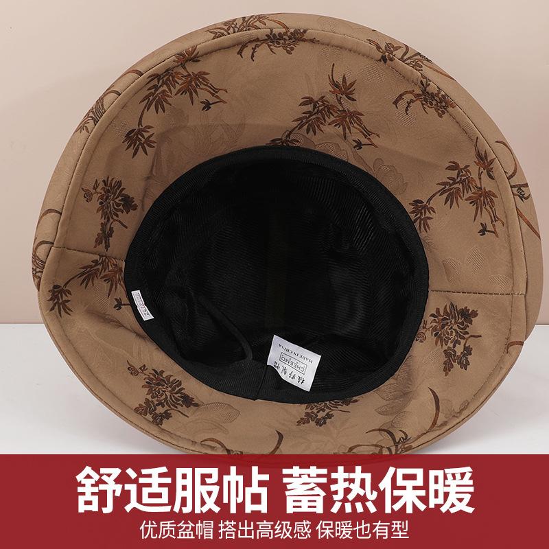 Temperament mother bucket hat women autumn and winter versatile elegant washbasin hat simple cold warm big brim hat