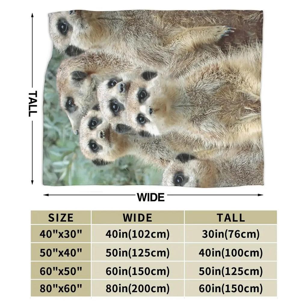Surikata 012 Deka Měkká Hřejivá Flanelová Přehoz Deka Kryt na Postel Obývací pokoj Piknik Cestování Domov Pohovka