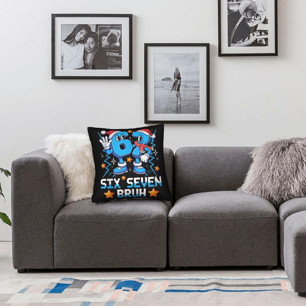 67 Six Seven Italienischer Brainrot Kissenbezug Moderner Kissenbezug Bequeme Kissenbezüge für Sofa, Couch, Bett, Wohnzimmer