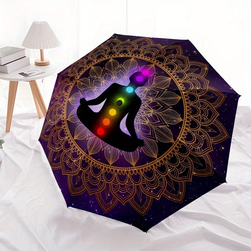 Chakra Balance Meditation Mat: Yoga & WellnessUmbrella, Portable 3-Fold Compact Umbrella for Men & Women Gift