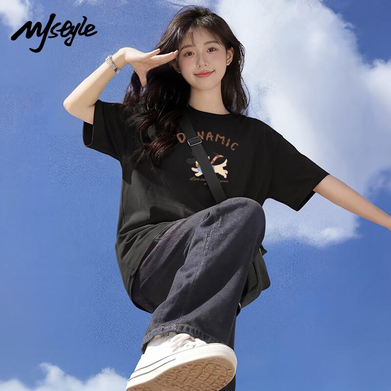 

MJ STYLE Women s Cotton Running Dog Graphic T-shirt L