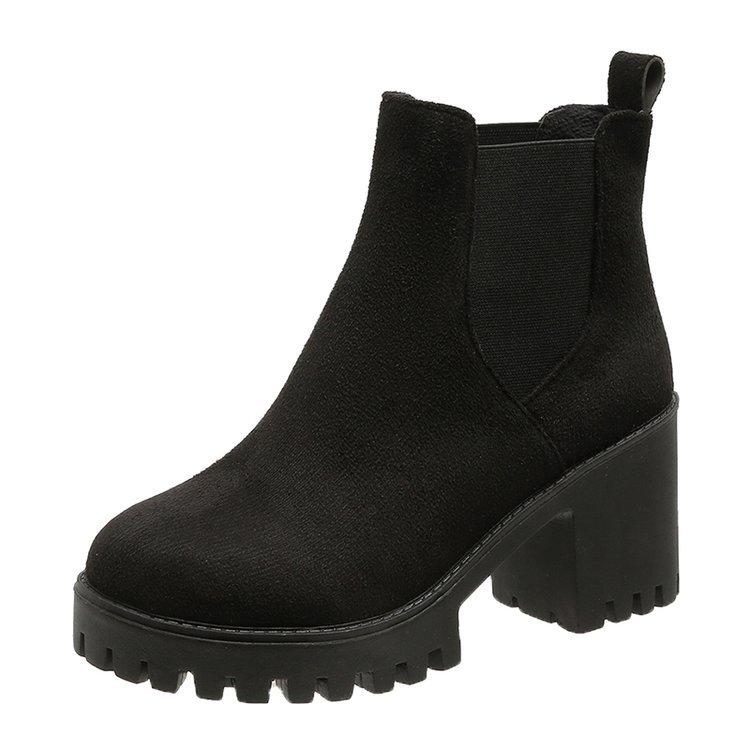 Women Boots Winter Boots Thick-heeled Shoes Ankle Boots Non-slip Martin Shoes Women Winter Boots Shoes Suede Boots Plus Size 35-43