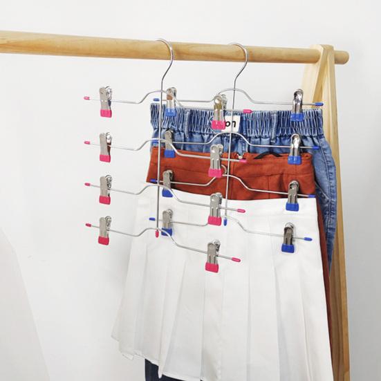 Pants Hanger Good Load-bearing Multi-layered Rustproof Non-slip Simple Installation 4 Tier Wardrobe Clothes Organizer Pants Hanger Household Supplies