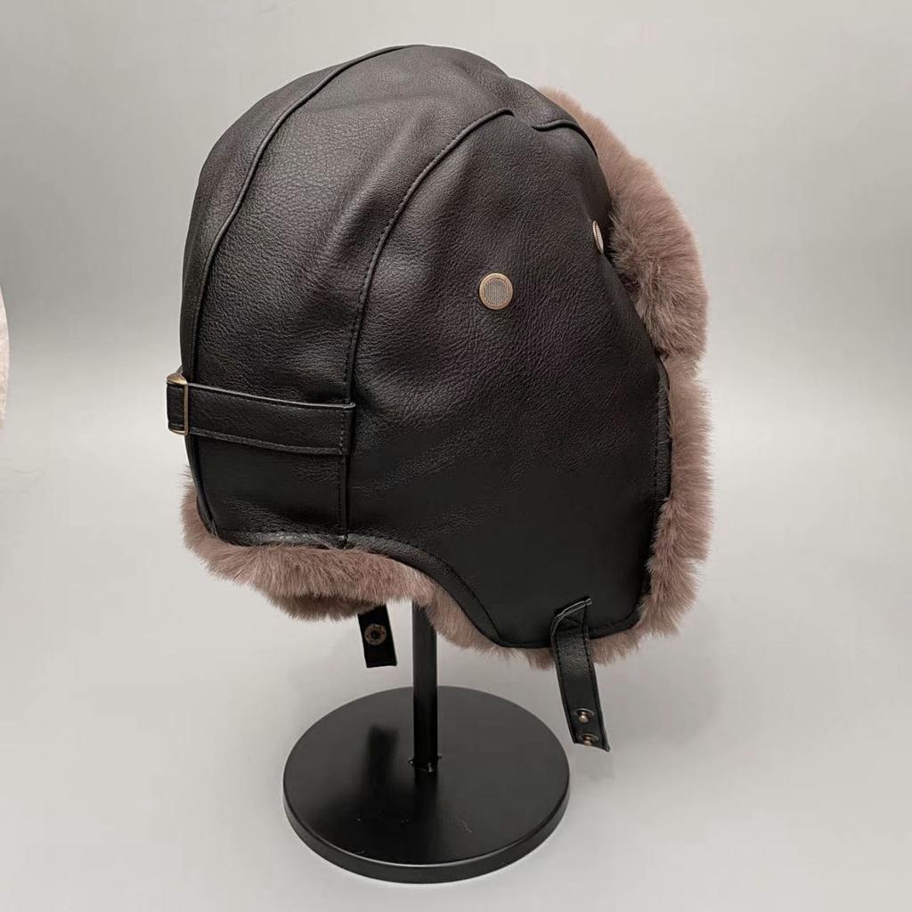 Women'S Retro Pilot Hat - Thick Plush Ear Cushions, Warm Winter Cycling & Snowboarding with Fur-Lined Ears, BrownRed/ - Cold Weather