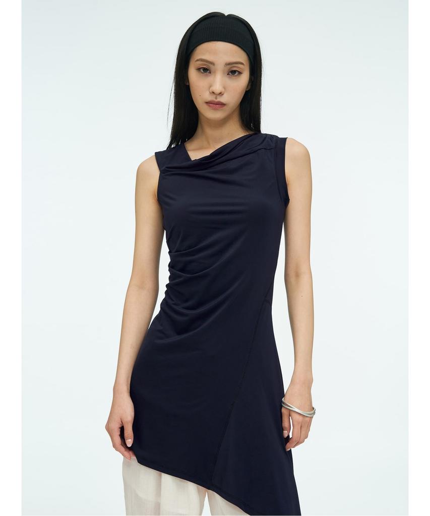 Anggae Unbalanced Mini Dress Navy