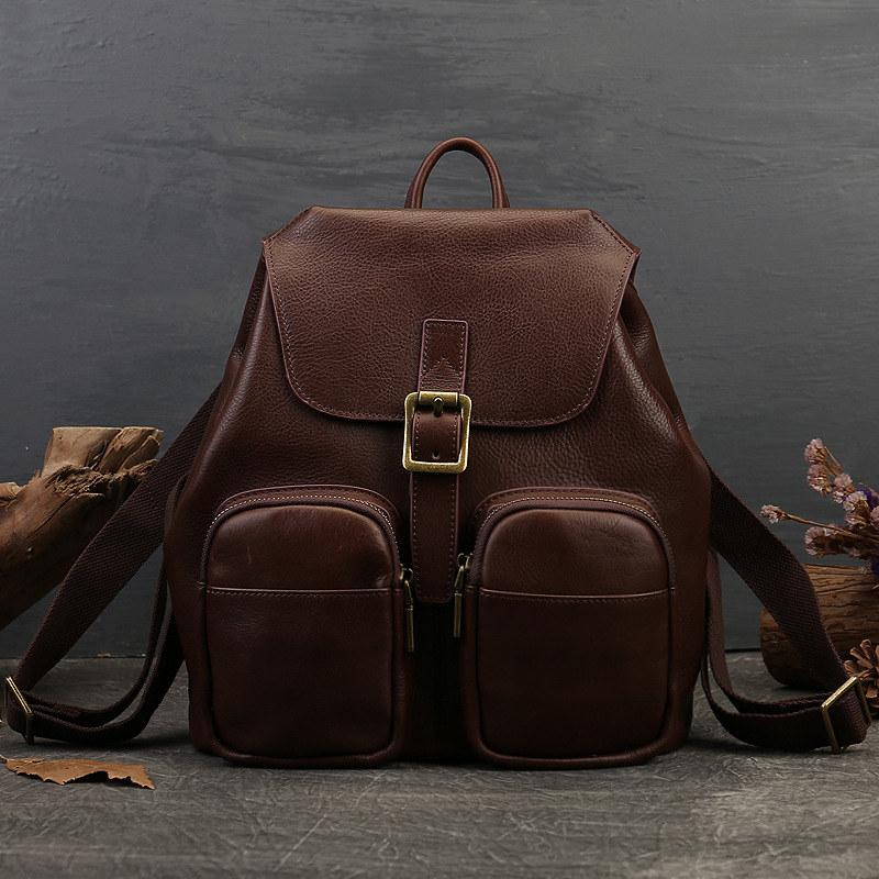 Mochila feminina de couro legítimo, grande capacidade, bolsa feminina para estudantes, mochilas de marca da moda feminina