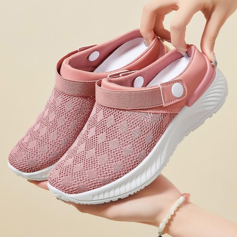 Feizi Breathable Single Shoes Toe Caps Half-support Casual Shoes Women's Shoes Versatile Slippers