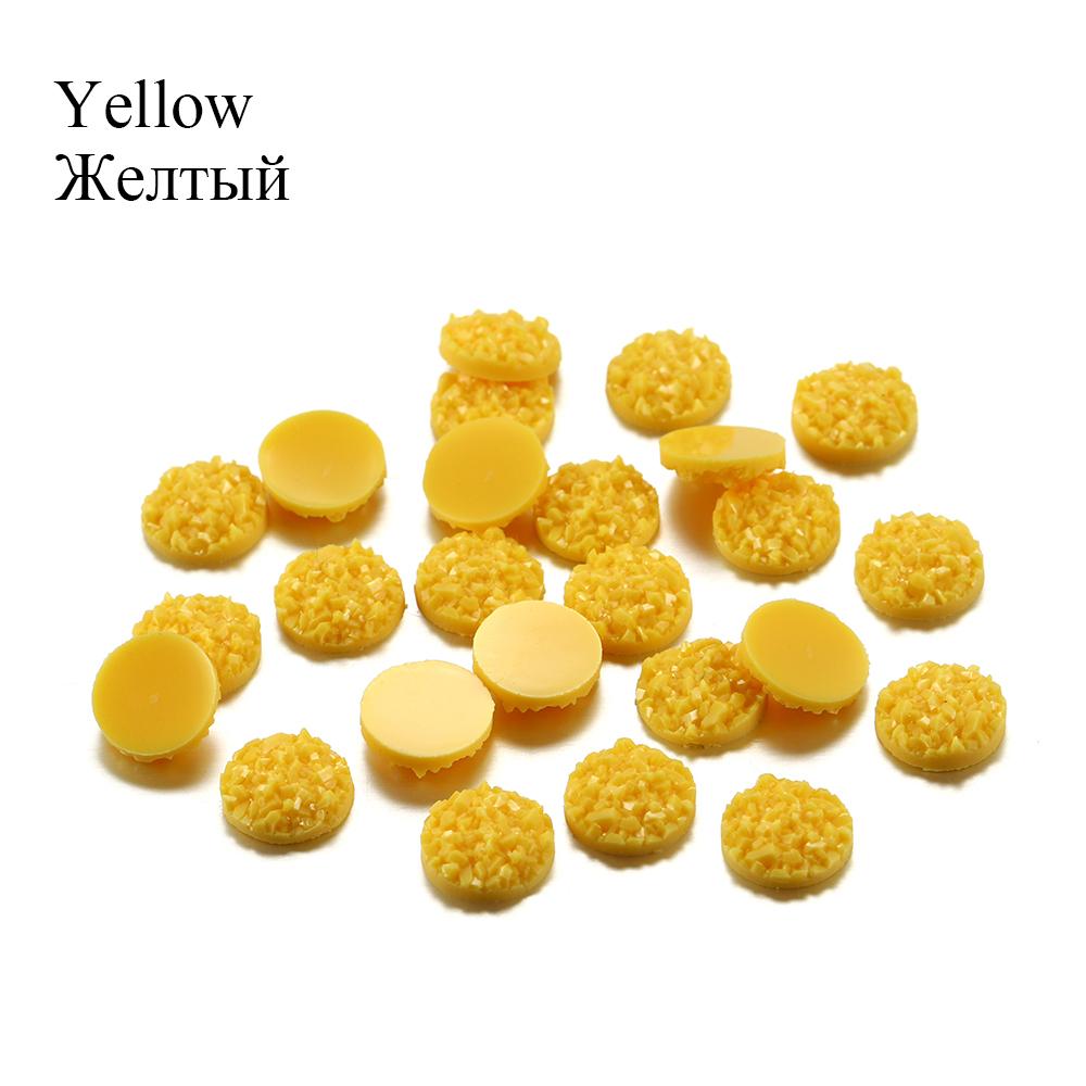 50Pcs/Lot 8mm Mix Colors Natural Ore Style Cabochons Convex Flat Back Resin Half Round Cabochons For DIY Jewelry Making Supplies