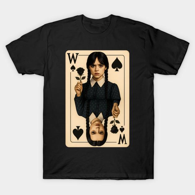 

Men Black Print T-shirt Wednesday Of Spades No-Cut Transfer Paper Print Cotton Tshirt S чорний
