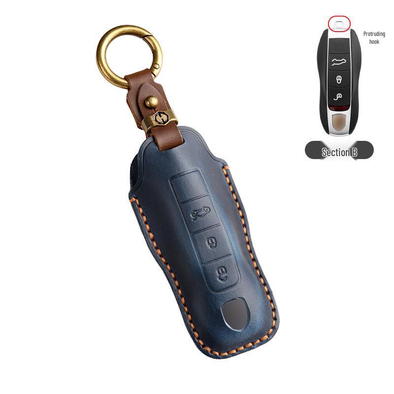 Hochwertiges Echtleder Schlüsseletui für Porsche: Passt für Panamera, Macan, Cayenne, 718, 911, Taycan