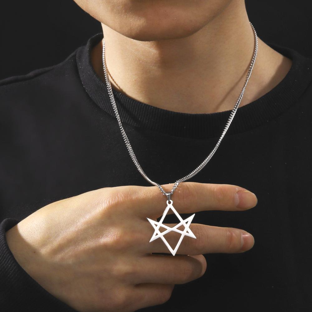Jeshayuan Thelema Unicursal Hexagram Stainless Steel Pendent Necklace Sheffield Band BMTH Logo Men Necklaces Jewelry Gift