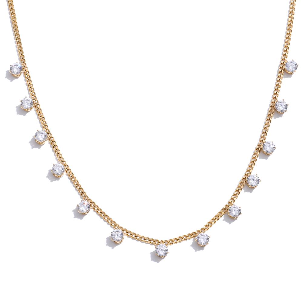 

Yhpup Shiny Cubic Zirconia Chic Chain Necklace for Women Stainless Steel Delicate Premium Exquisite Collar Jewelry for Women