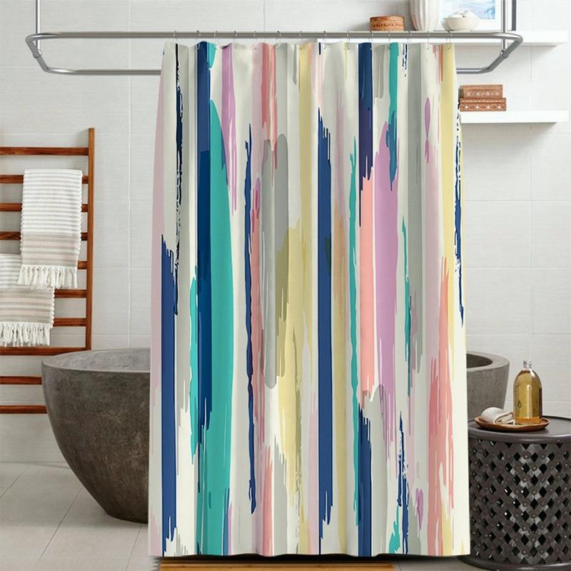 

Красочные Радужные Полосы Градиентный Узор Занавески Для Душа Ванная Комната Водонепроницаемый Домашний Декор 180x180cm