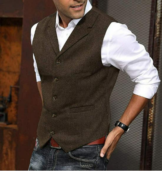 Men's Retro Herringbone Slim Fit Vest - British Casual Fashion