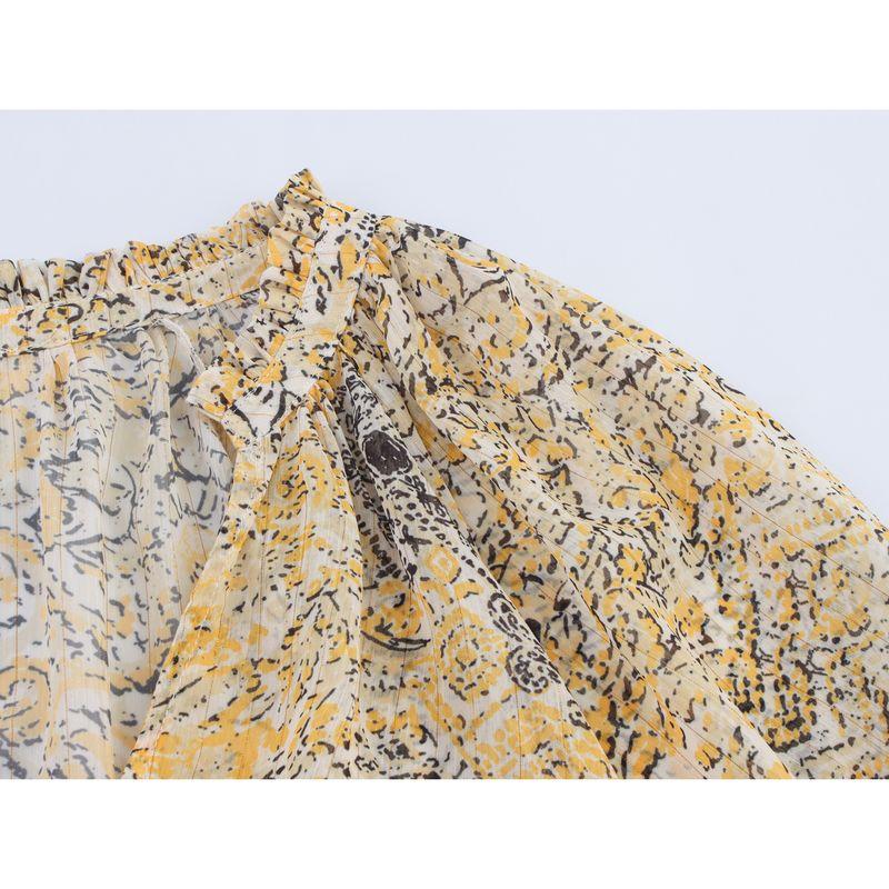 Kaslead New Women Clothes Western Style Metal Color Thread Print Shirts Skirt 1821223 1821221