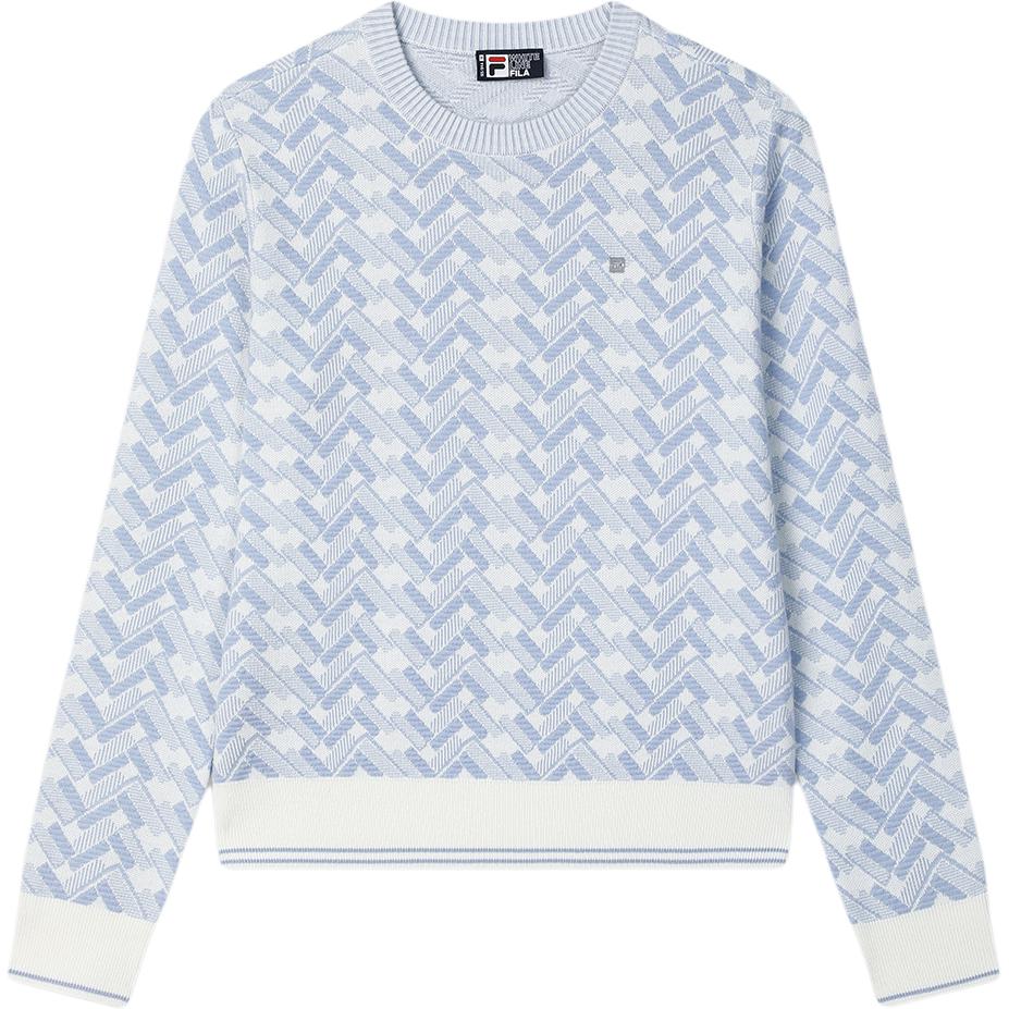 Fila White Series Fashion Casual Woven Long Sleeve Sweater Women Sweater Misty-Blue F11W513405F-LB