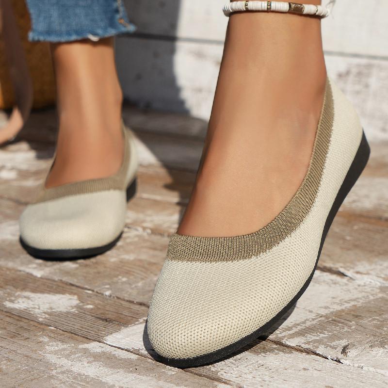 Damen Ballett Einfach Bequem Flach Damen Groß Frühling Neue Mode Schuhe Damen Runde Spitze Atmungsaktiv Flacher Mund Schuhe