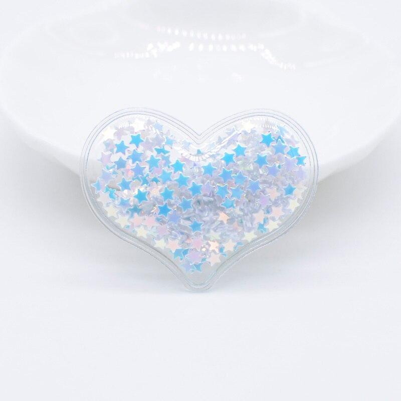 32 stk 38*30 mm Bling-hjerte gjennomsiktig plastfylling paljettapplikasjoner for DIY-hodeplagg Hårklemmer Sløyfetilbehør-lapper