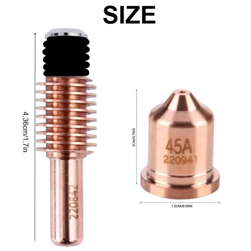 10 Stück 220941 Düse & 10 Stück 220842 Plasmaelektrode für Hypertherm Powermax 45Xp/65/85/105 Brenner Verschleißteile