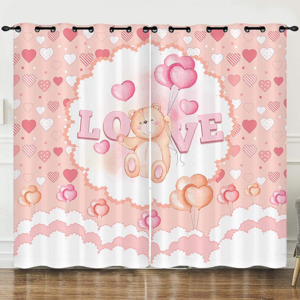 Занавеска Пара Любовь Роза Цифровая печать Занавеска Блэкаут На люверсах 2pcs*97cm*114cm*2