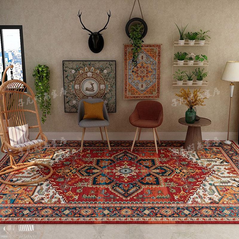 American Retro Living Room Decoration Carpet Minimalist Bedside Rugs for Bedroom Large Area Non-Slip Mat Washable Lounge Rug