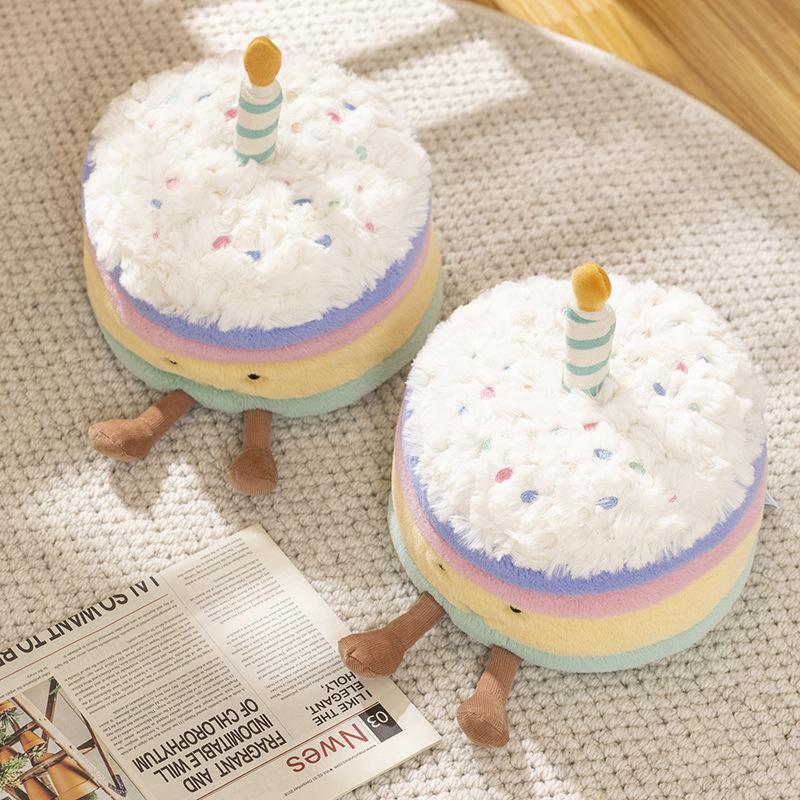 Simulation cake candle doll rainbow plush doll for girlfriend girlfriend birthday gift throw pillow super cute