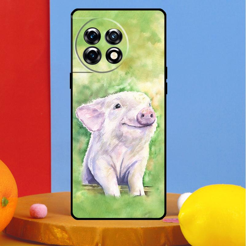 Cartoon Pig Cover For OnePlus Nord CE 4 2 3 Lite N30 N10 N20 OnePlus 13R 13 12 12R 11 10 Pro 10T 8T Case