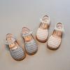 Girls' Shoes, Children's Closed-toe Woven Sandals, New Summer Style, Breathable Princess Shoes for Little Girls, Korean Style