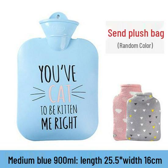 PVC Cartoon Plush Hot Water Bottle - Removable, Washable, Explosion-Proof Hand and Foot Warmer