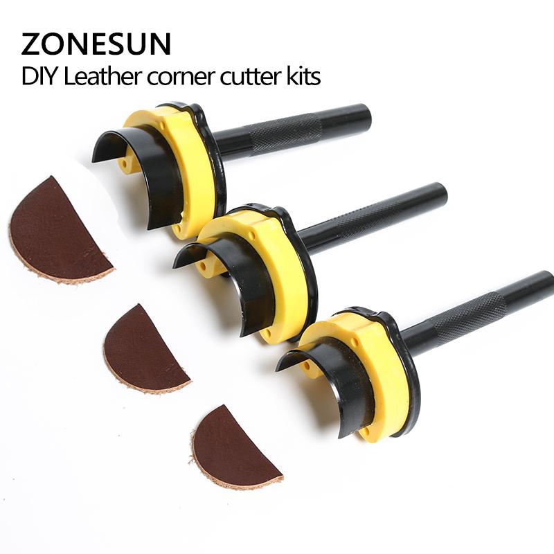 ZONESUN Kendin Yap Deri Köşe Kesici Kitleri Manuel Kemer Yuvarlak Kesim Zımba Kemer Yuvarlak Şekil Aletleri Köşe Yarıçapı 5/10/20mm Deri Yuvarlatma