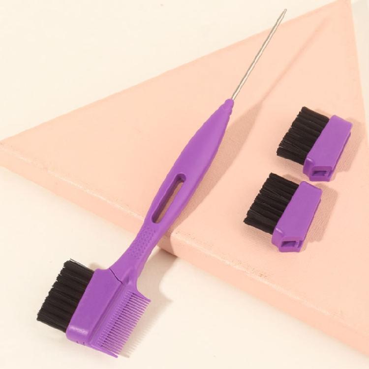Hair Control Edge Brush with Metal Rat Tail Comb Double Sided Hair Styling Brush
