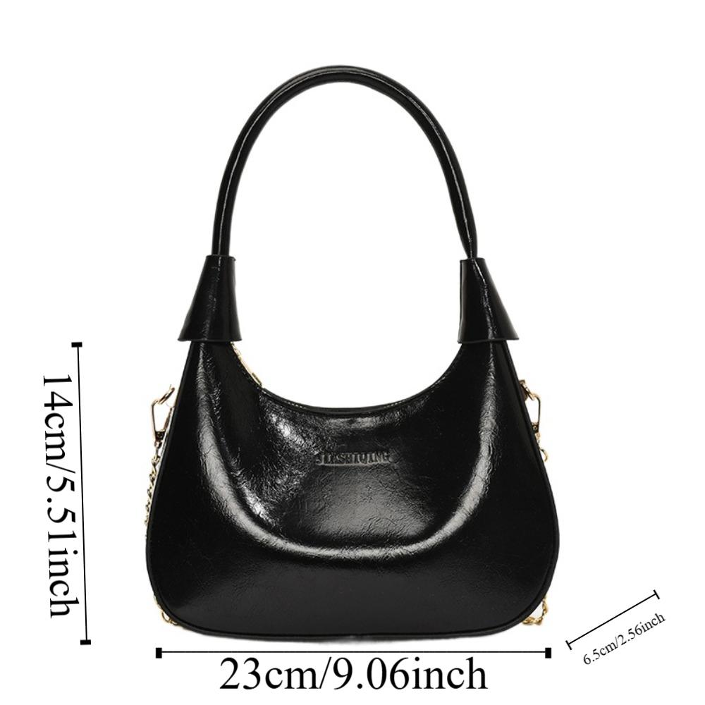Handtasche mit großer Kapazität, Französische Unterarmtasche, Unifarben, Texturiert, Klassische PU Hobo-Tasche, Party