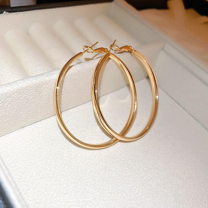 European and American plain ring earrings, stud earrings, cold wind, niche earrings, temperament earrings, light luxury