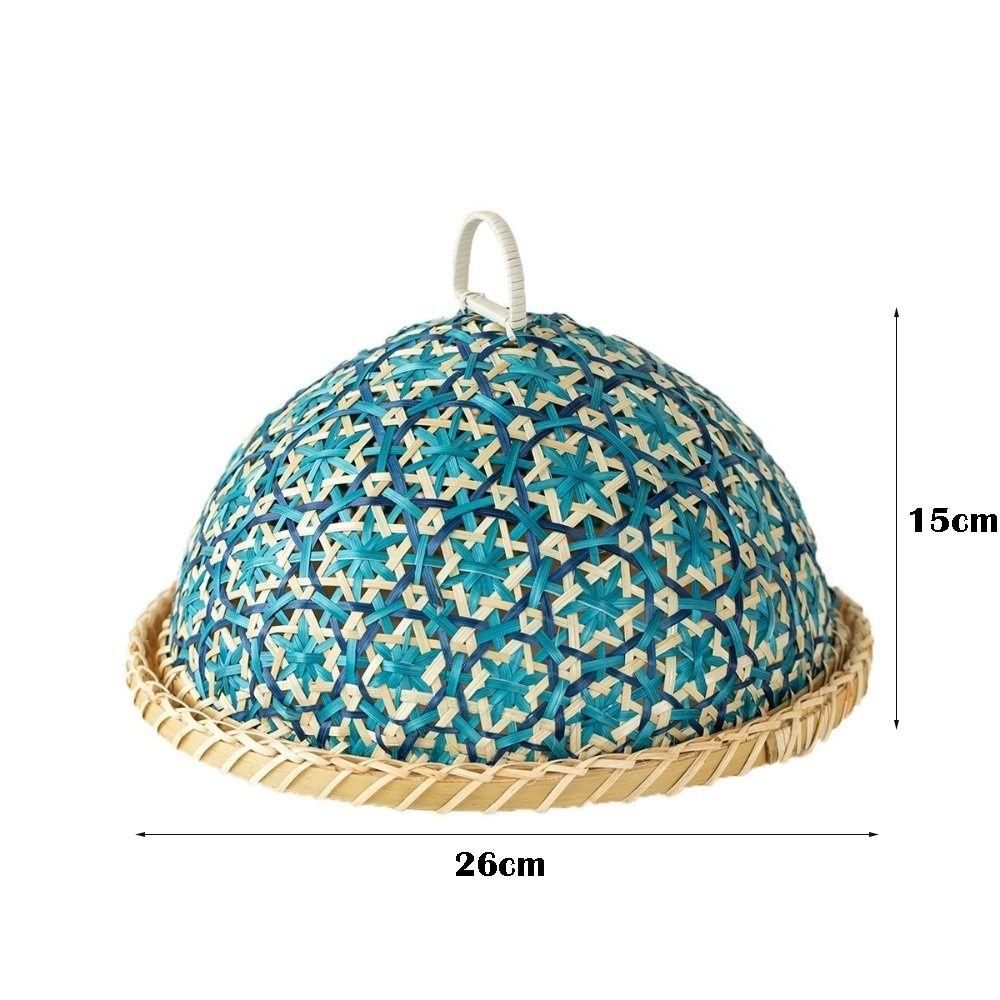 Hand-woven Rattan Fruit Plate Round Shape Insect Proof Round Lid Basket Style Cover Design Dining Table Cover